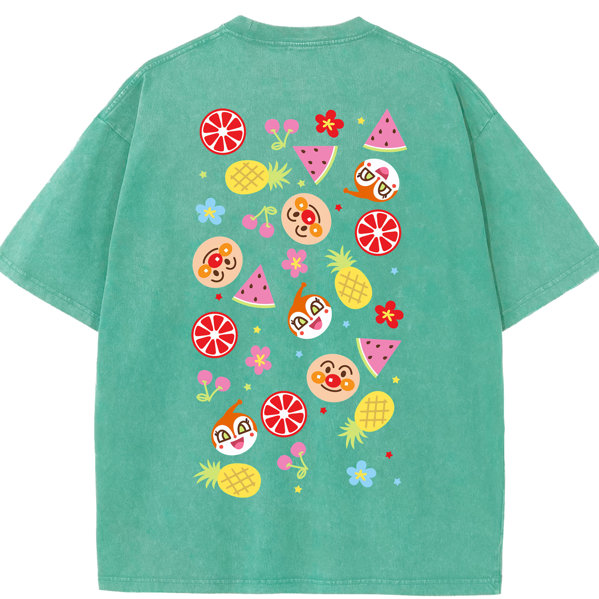 （画像用） アンパンマン Anpanman 綿100% ヴィンテージ風 半袖Tシャツ（背面プリント）